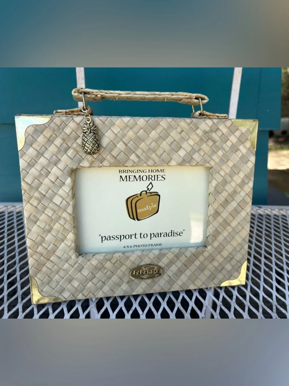 4x6 WOVEN SEAGRASS SUITCASE BEACHY PICTURE FRAME